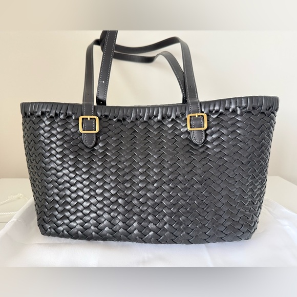 Coach Black Woven Leather Swing Tote - Picture 4 of 13